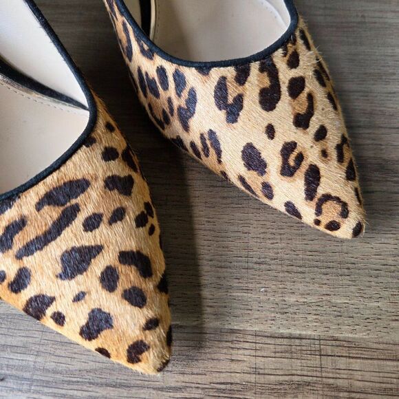 EUC JESSICA SIMPSON CARPENA REAL COW HAIR FUR UPPER ANIMAL PRINT STILETTOS 9.5 - Picture 7 of 16
